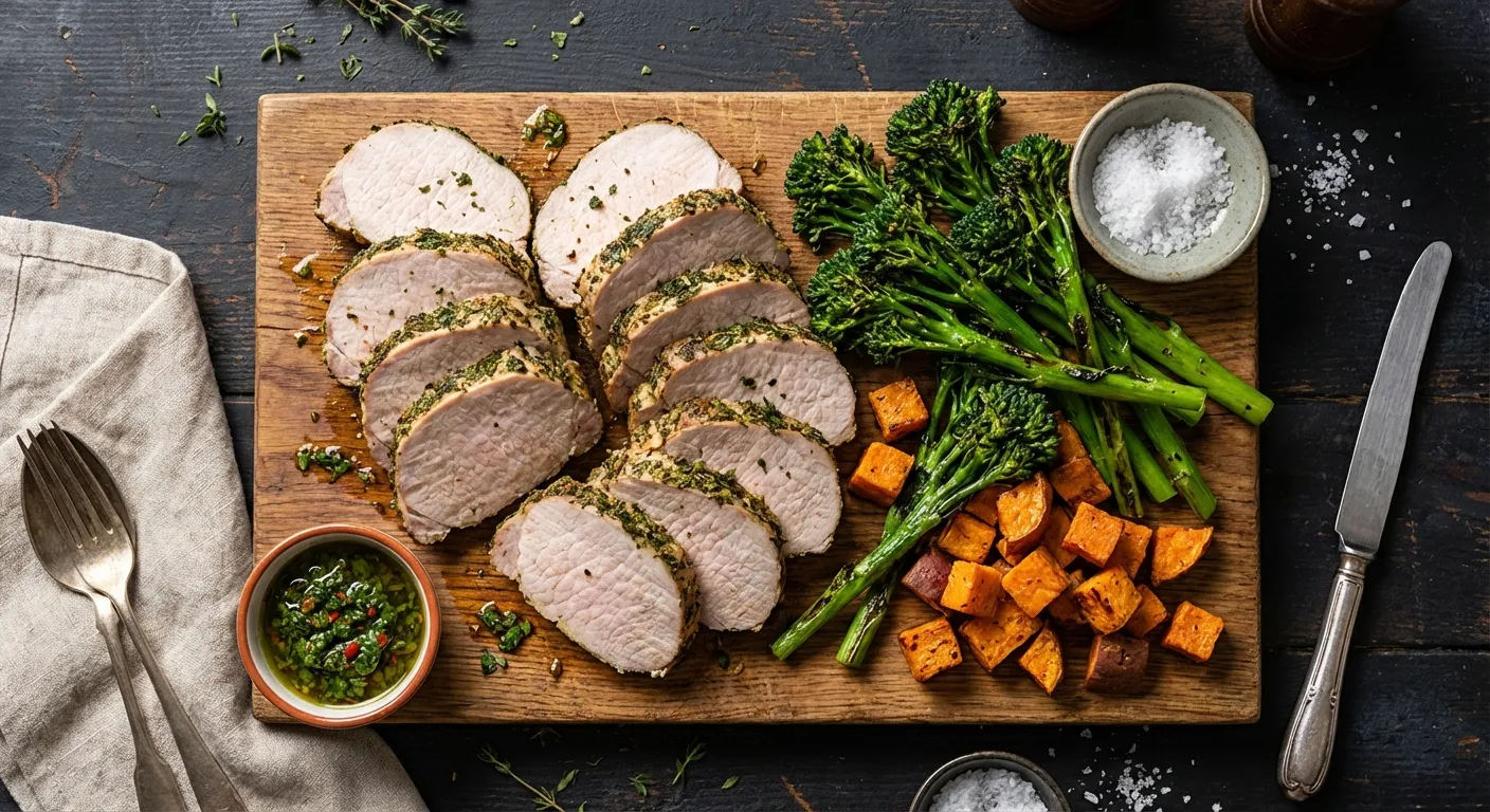 Lomo de cerdo y broccolini