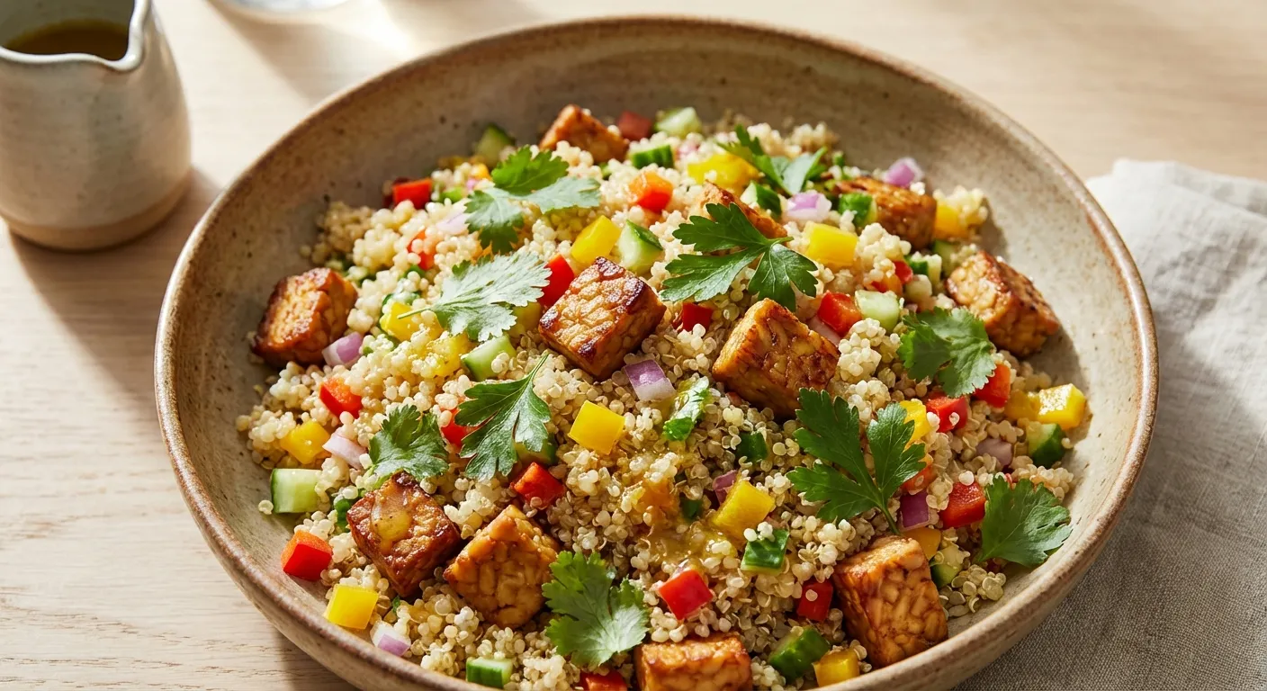 Ensalada de quinua con tempeh