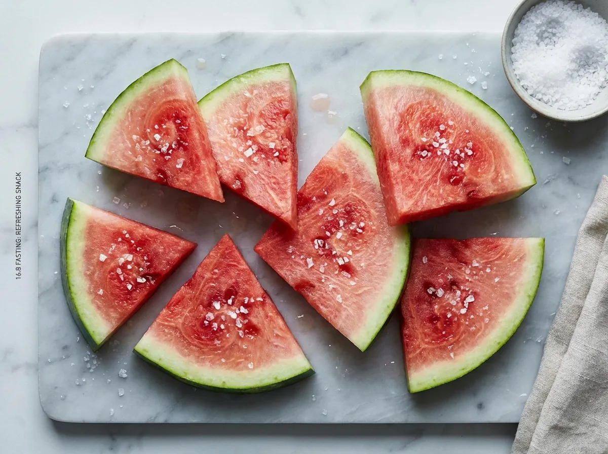 Rodajas de sandía con sal marina